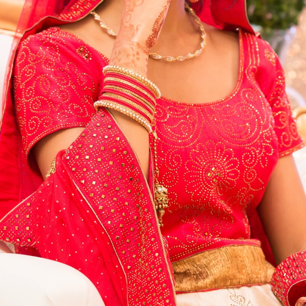Pure silk crystal encrusted Indian crop top